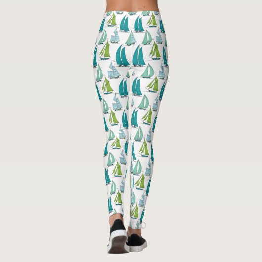 Zeilboten op het waterpatroon leggings (Achterkant)
