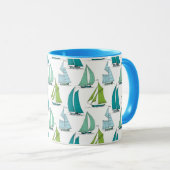 Zeilboten op het waterpatroon mok (Voorkant rechts)