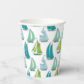 Zeilboten op het waterpatroon papieren bekers (Achterkant)