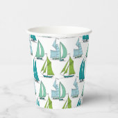 Zeilboten op het waterpatroon papieren bekers (Rechts)