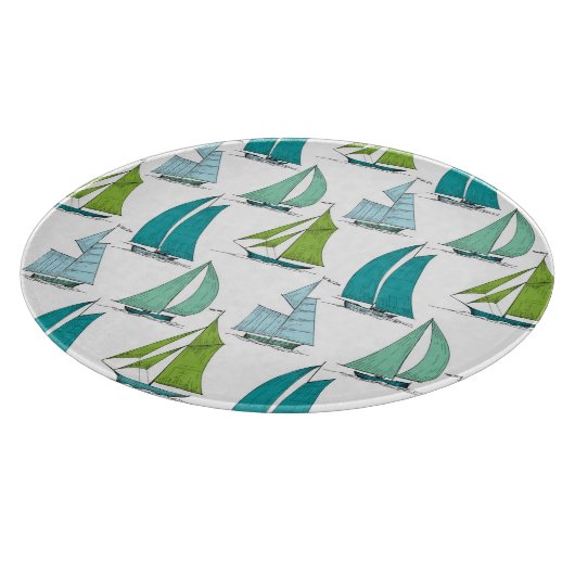 Zeilboten op het waterpatroon snijplank (Hoek)