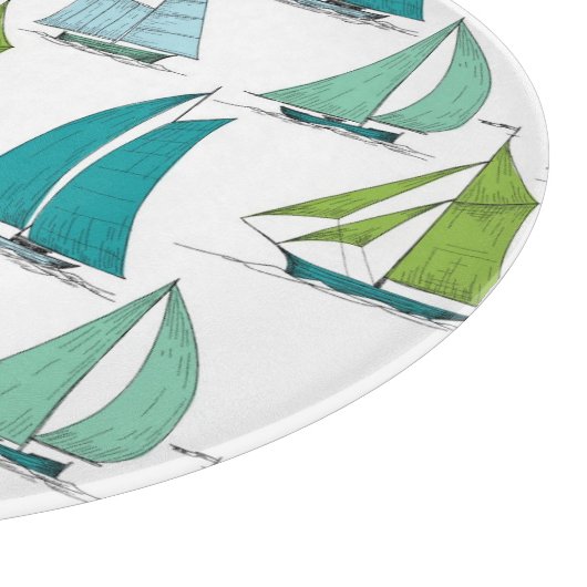 Zeilboten op het waterpatroon snijplank (Hoek)