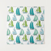 Zeilboten op het waterpatroon wandkleed (Voorkant (horizontaal))