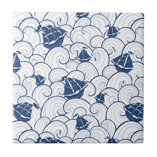 Zeilboten op het Zee Tegeltje (Voorkant)