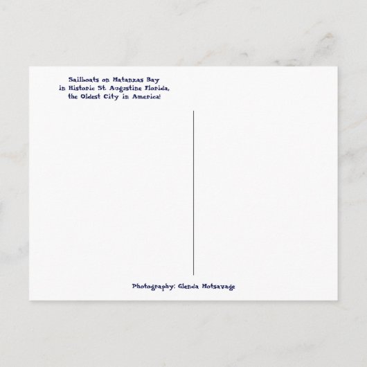 Zeilboten op Matanzas Bay St. Augustine Florida Briefkaart (Achterkant)