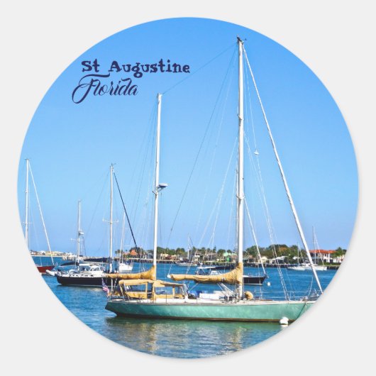 Zeilboten op Matanzas Bay St. Augustine Florida Ronde Sticker (Voorkant)
