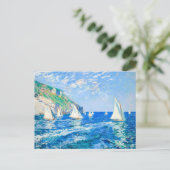 Zeilboten op rustig water - impressionistisch schi briefkaart (Staand voorkant)