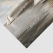 Zeilboten op rustige baai decoupage tissuepapier (Detail)