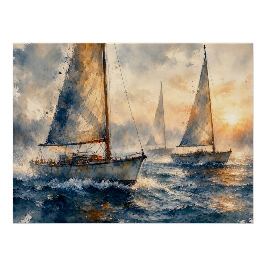 Zeilboten op zee, perfect poster (Voorkant)