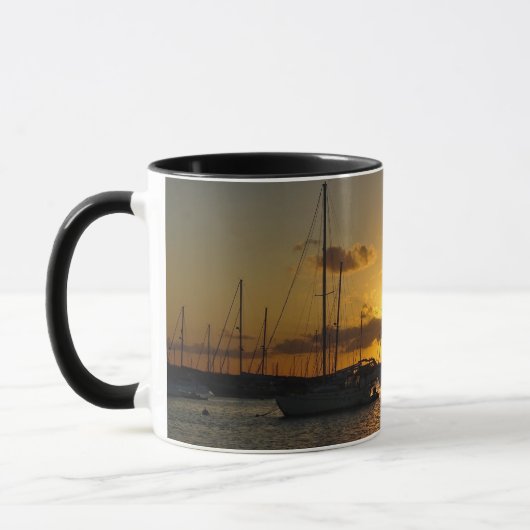 Zeilboten op zonsondergang mok (Links)