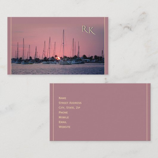 Zeilboten op zonsondergang visitekaartje (Voorkant / Achterkant)