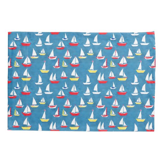 Zeilboten Patroon Blauw Kussensloop (Achterkant)