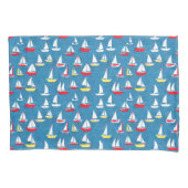 Zeilboten Patroon Blauw Kussensloop (Voorkant)