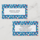 Zeilboten Patroon Blauw Visitekaartje (Voorkant / Achterkant)