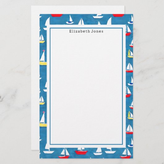 Zeilboten Patroon Briefpapier (Voorkant / Achterkant)