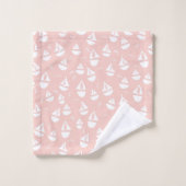Zeilboten Patroon Roze Wit Bad Handdoek (Wasdoekje)