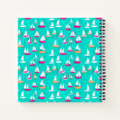 Zeilboten Patroonroze en Aqua Notitieboek (Achterkant)