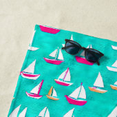 Zeilboten Patroonroze en Aqua Strandlaken (In situ)
