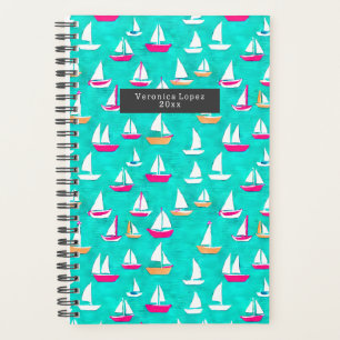 Zeilboten Patroonroze en Blauwgroen Planner