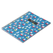 Zeilboten Pattern Preppy Blue Notitieboek (Linkerzijde)