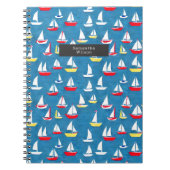 Zeilboten Pattern Preppy Blue Notitieboek (Voorkant)