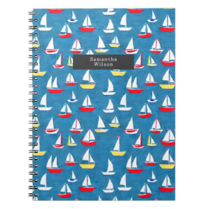 Zeilboten Pattern Preppy Blue Notitieboek