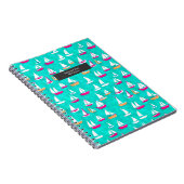Zeilboten Pattern Preppy Pink & Aqua Notitieboek (Rechterzijde)