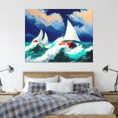 Zeilboten Racen in Heavy Zeeen Canvas Afdruk (Insitu (Slaapkamer))