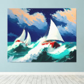 Zeilboten Racen in Heavy Zeeen Canvas Afdruk (Insitu (Houten vloer))