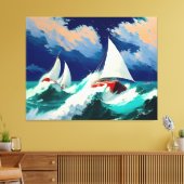 Zeilboten Racen in Heavy Zeeen Canvas Afdruk (Insitu (Woonkamer))
