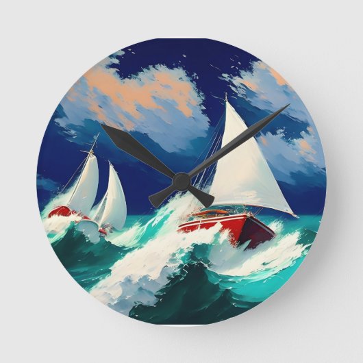 Zeilboten Racen in Heavy Zeeen Ronde Klok (Voorkant)