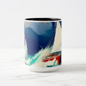 Zeilboten Racen in Heavy Zeeen Tweekleurige Koffiemok (Center)