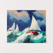 Zeilboten Racen in Heavy Zeeen Wandkleed (Voorkant (horizontaal))