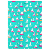 Zeilboten Roze en Aqua Patroon Klembord (Achterkant)