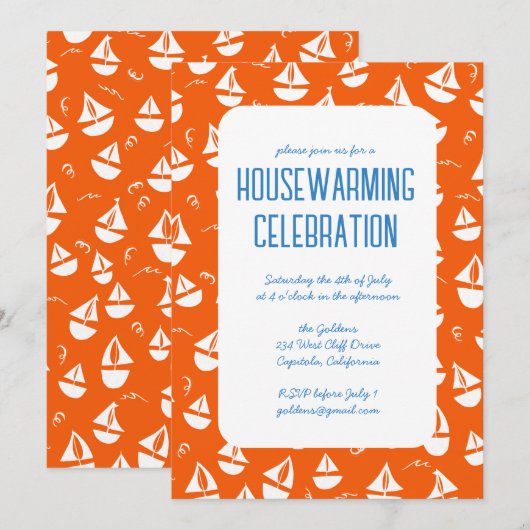 Zeilboten Schattige Strand Nautische Housewarming  Kaart (Voorkant / Achterkant)