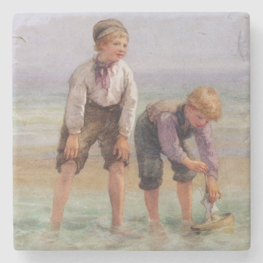 Zeilboten Stenen Onderzetter (Voorkant)