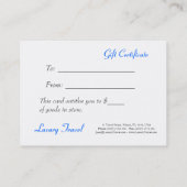 Zeilboten Tropisch water - Cadeaubon Kortingskaartje (Achterkant)