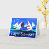 'Zeilboten' Verjaardag Kaart (Gele Bloem)