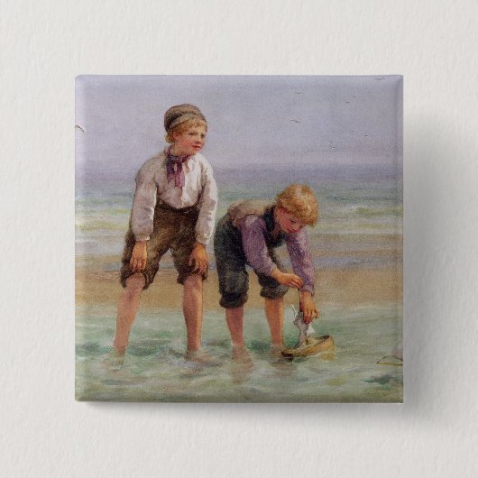 Zeilboten Vierkante Button 5,1 Cm (Voorkant)