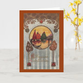 Zeilboten vignet  Verjaardag Kaart (Gele Bloem)