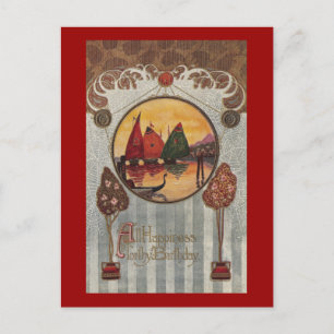 Zeilboten Vignette  Birthday Briefkaart