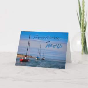 Zeilboten voor anker verjaardag van ons allemaal kaart