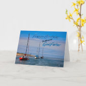 Zeilboten voor anker verjaardagskaart voor Godfath Kaart (Gele Bloem)