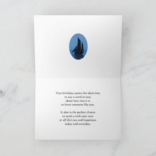Zeilboten voor anker verjaardagskaart voor oom kaart (Binnen)
