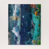 Zeilboten Zeeen vissen op walvis Legpuzzel (Verticaal)