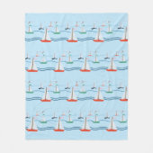 Zeilboten zeemeeuwen en oceaangolven Fleece Deken (Voorkant)
