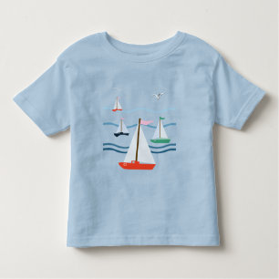Zeilboten, zeemeeuwen, oceaangolven kinder shirts