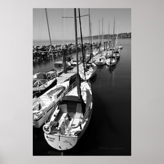 Zeilboten Zwart-wit Poster (Voorkant)