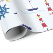 Zeilbotenvuurtoren voor anker of zeilboot Nautical Cadeaupapier (Rol Hoek)