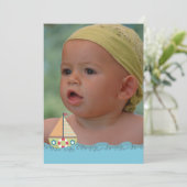 Zeilbots Birthday Party Photo Uitnodigt Kaart (Staand voorkant)